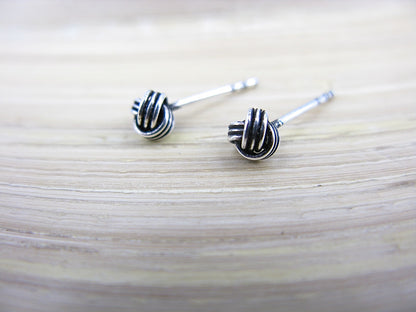 8mm Knot Oxidized 925 Sterling Silver Stud Earrings Stud - Faith Owl