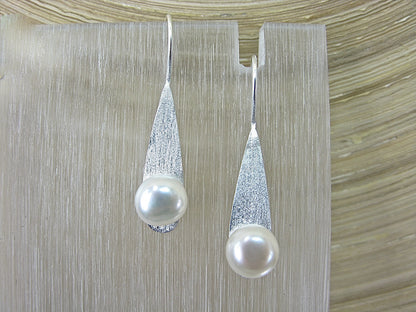 Pearl Drop Matt Look 925 Sterling Silver Ear Wire Earrings Earrings Faith Owl - Faith Owl