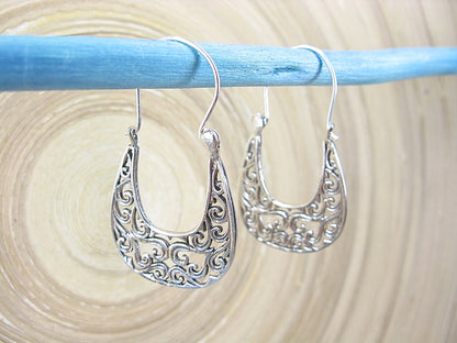 Filigree Lace 925 Sterling Silver Hoop Earrings Earrings Faith Owl - Faith Owl