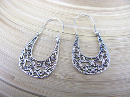 Filigree Lace 925 Sterling Silver Hoop Earrings Earrings Faith Owl - Faith Owl