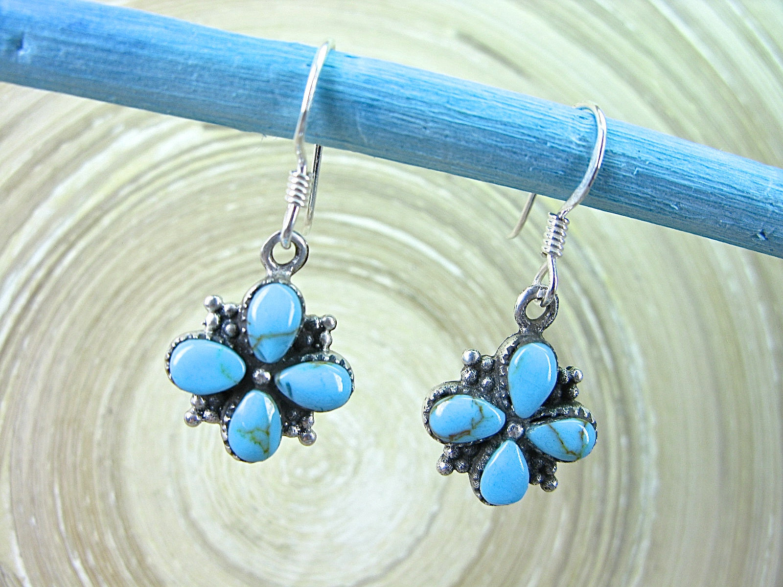 Turquoise Oxidized 925 Sterling Silver Dangle Earrings Earrings Faith Owl - Faith Owl