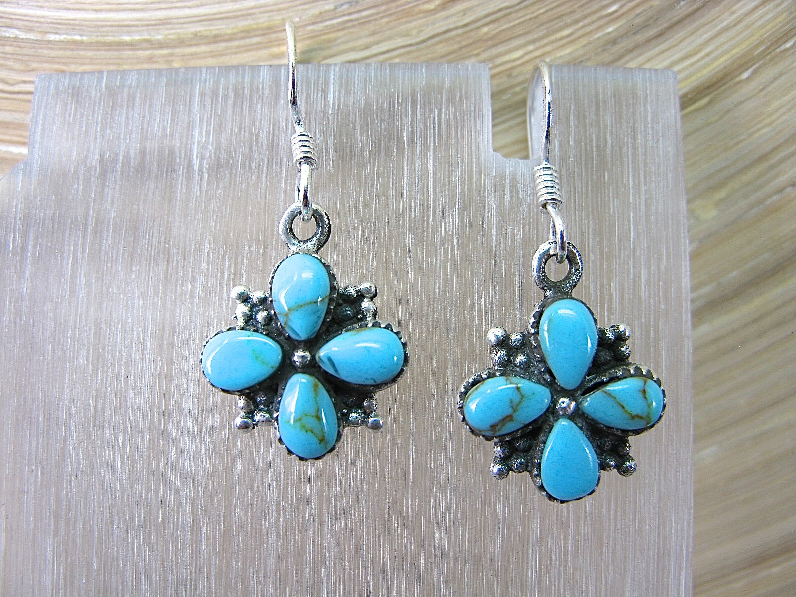 Turquoise Oxidized 925 Sterling Silver Dangle Earrings Earrings Faith Owl - Faith Owl