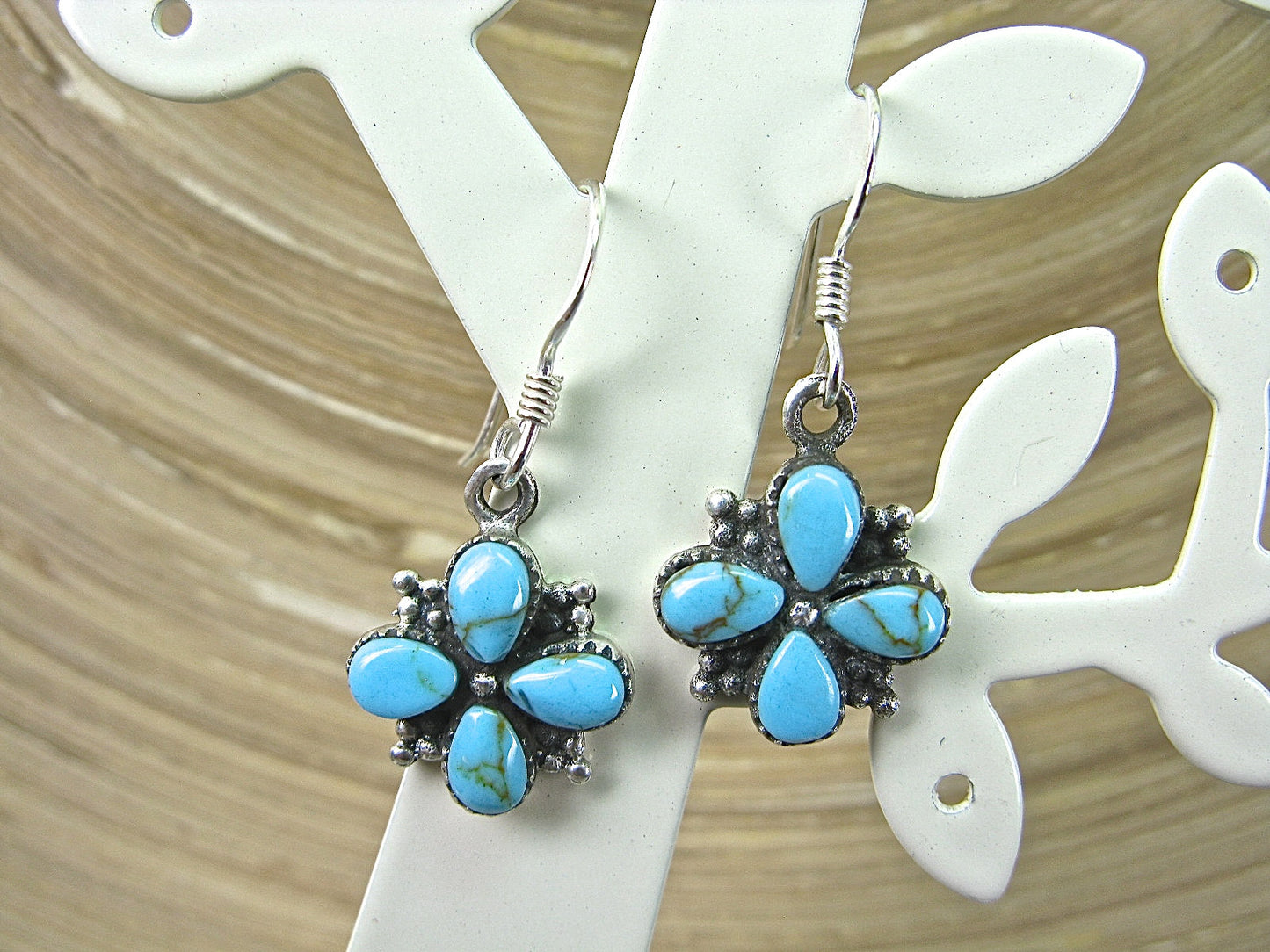 Turquoise Oxidized 925 Sterling Silver Dangle Earrings Earrings Faith Owl - Faith Owl