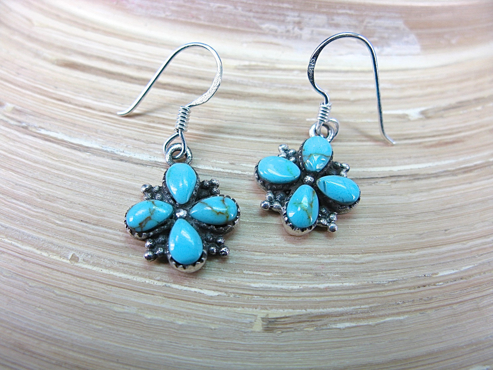 Turquoise Oxidized 925 Sterling Silver Dangle Earrings Earrings Faith Owl - Faith Owl