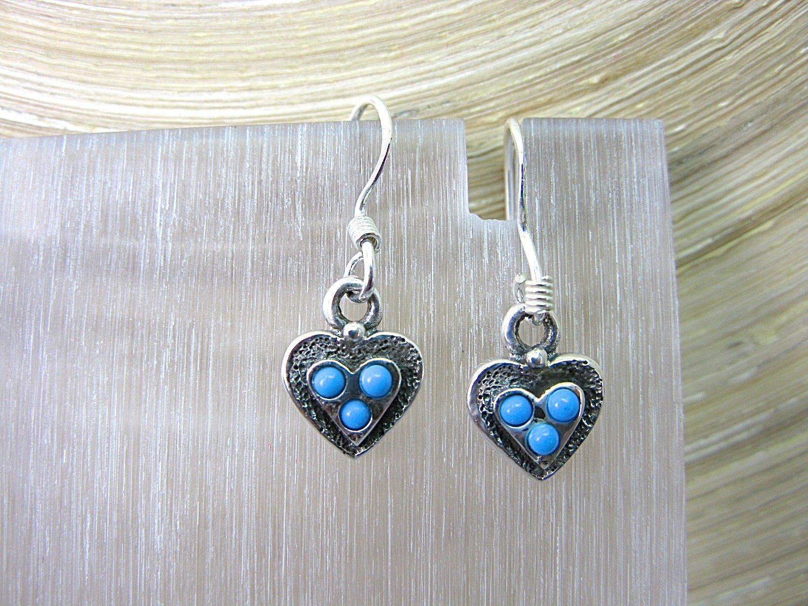 Turquoise Heart 925 Sterling Silver Earrings Earrings Faith Owl - Faith Owl