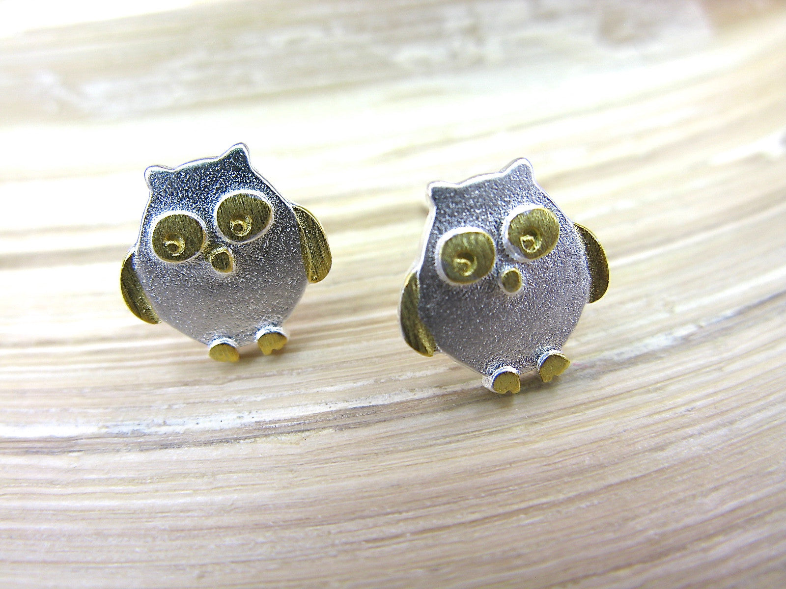 Owl Gold Plated 925 Sterling Silver Earrings Stud Faith Owl - Faith Owl