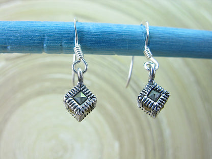 Cube Marcasite 925 Sterling Silver Earrings Earrings - Faith Owl