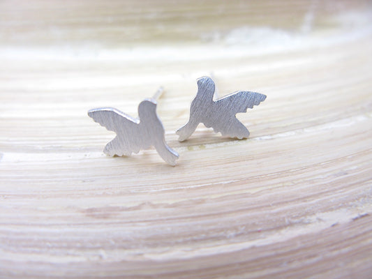 Dove Flying Bird Peace Pigeon 925 Sterling Silver Stud Earrings Stud - Faith Owl
