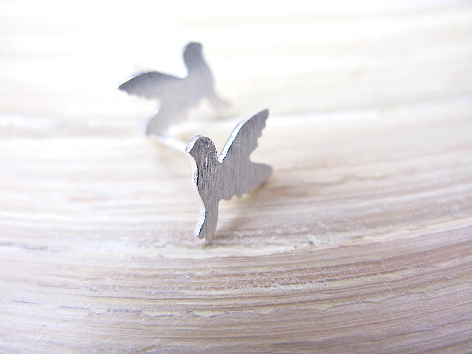 Dove Flying Bird Peace Pigeon 925 Sterling Silver Stud Earrings Stud - Faith Owl