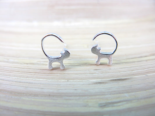 Cat Matt Look 925 Sterling Silver Stud Earrings Stud - Faith Owl