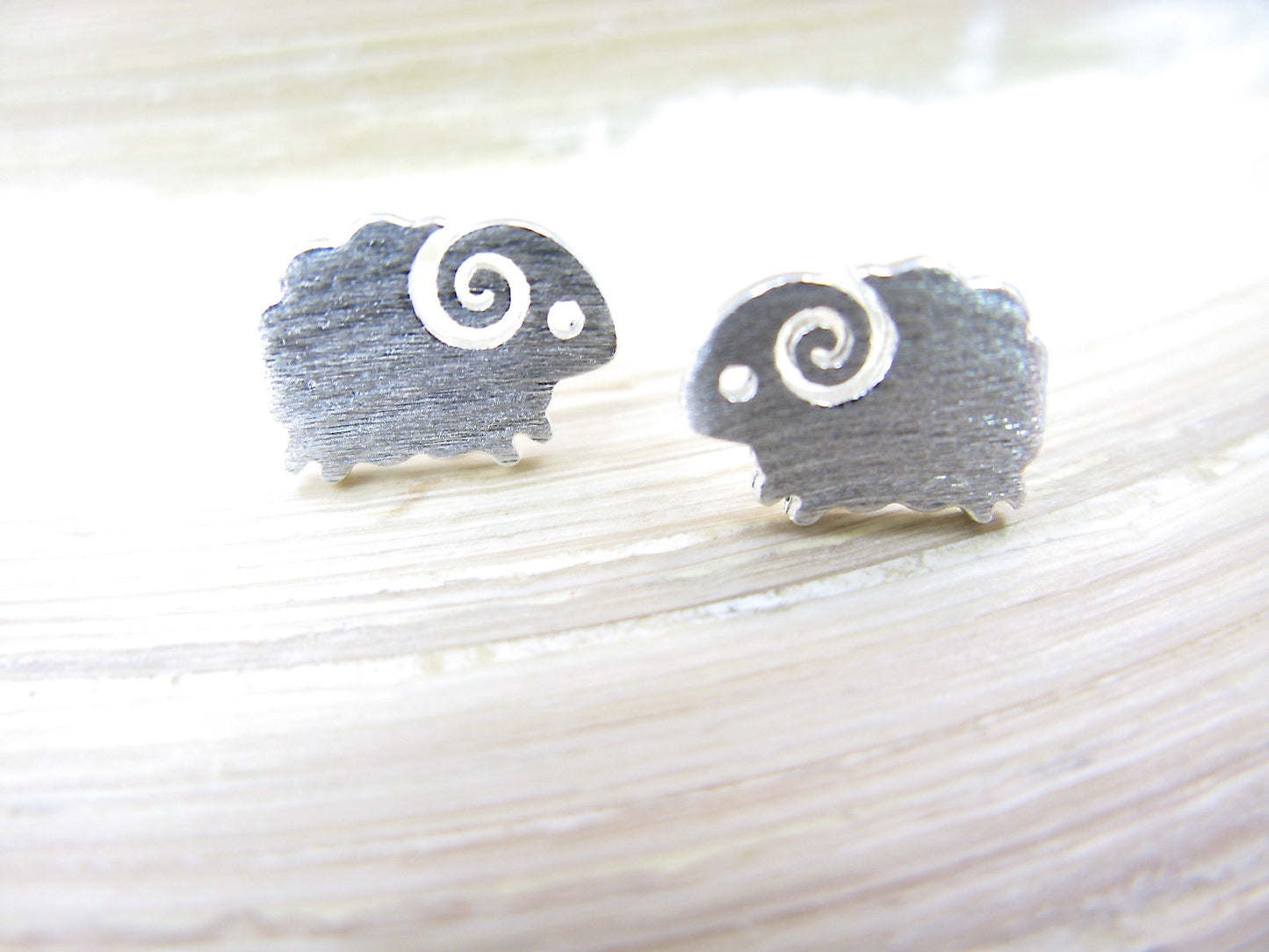 Sheep Matte 925 Sterling Silver Stud Earrings