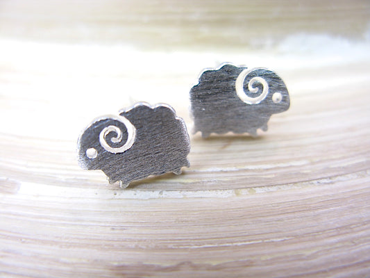 Sheep Matt 925 Sterling Silver Stud Earrings Stud Faith Owl - Faith Owl