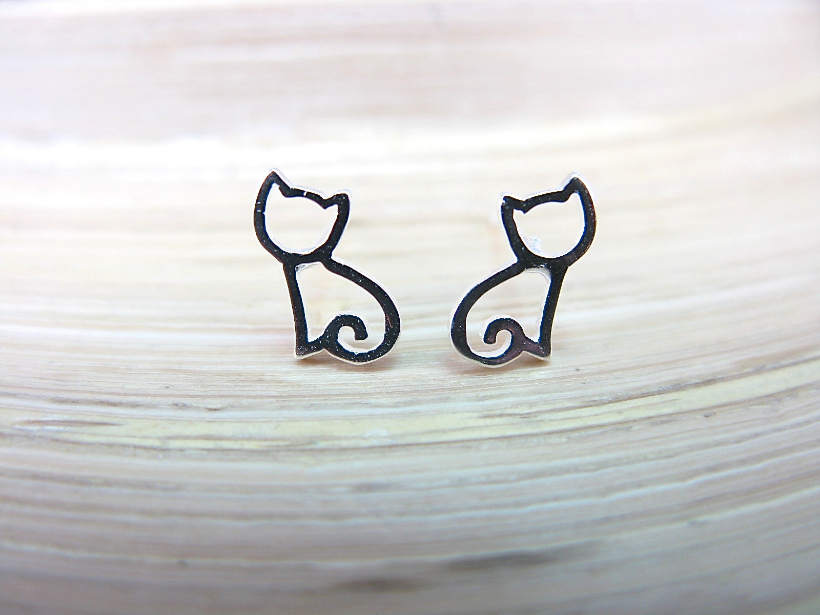 Cat Filigree 925 Sterling Silver Stud Earrings Stud - Faith Owl