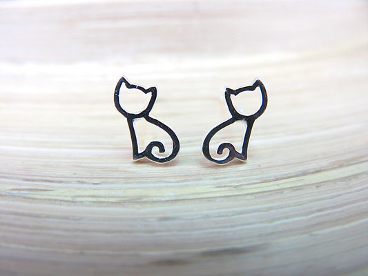 Cat Filigree 925 Sterling Silver Stud Earrings Stud - Faith Owl