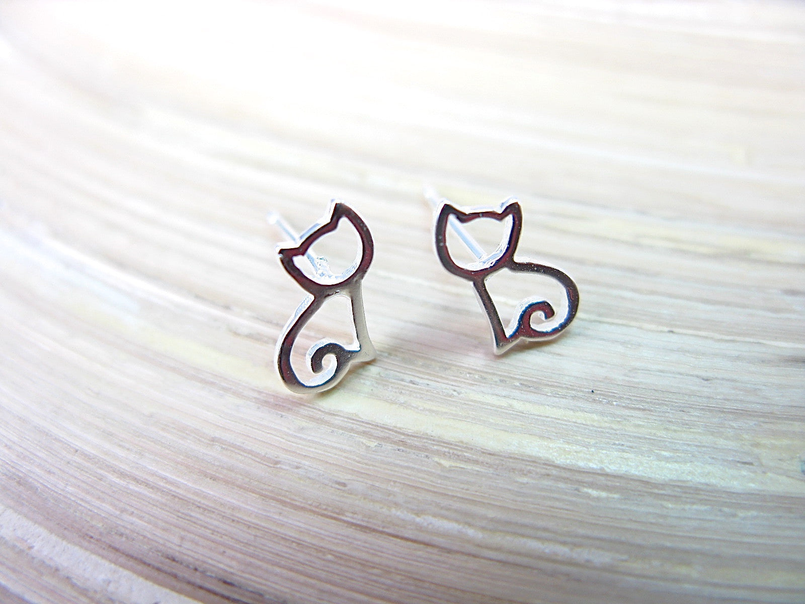 Cat Filigree 925 Sterling Silver Stud Earrings Stud - Faith Owl