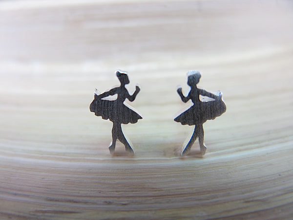 Ballerinas Ballet Dancer 925 Sterling Silver Stud Earrings Stud - Faith Owl