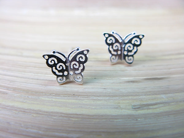Butterfly Fiiigree Insect 925 Sterling Silver Stud Earrings Stud - Faith Owl