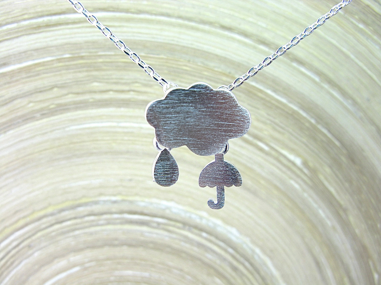 Weather Cloud Lightning Rain Umbrella 925 Sterling Silver Necklace Necklace Faith Owl - Faith Owl