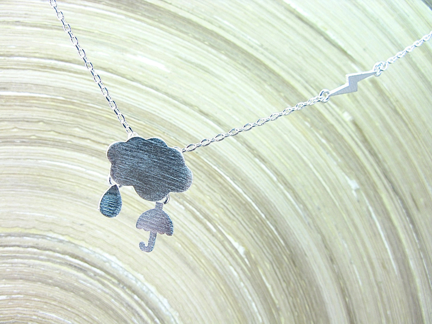 Weather Cloud Lightning Rain Umbrella 925 Sterling Silver Necklace Necklace Faith Owl - Faith Owl