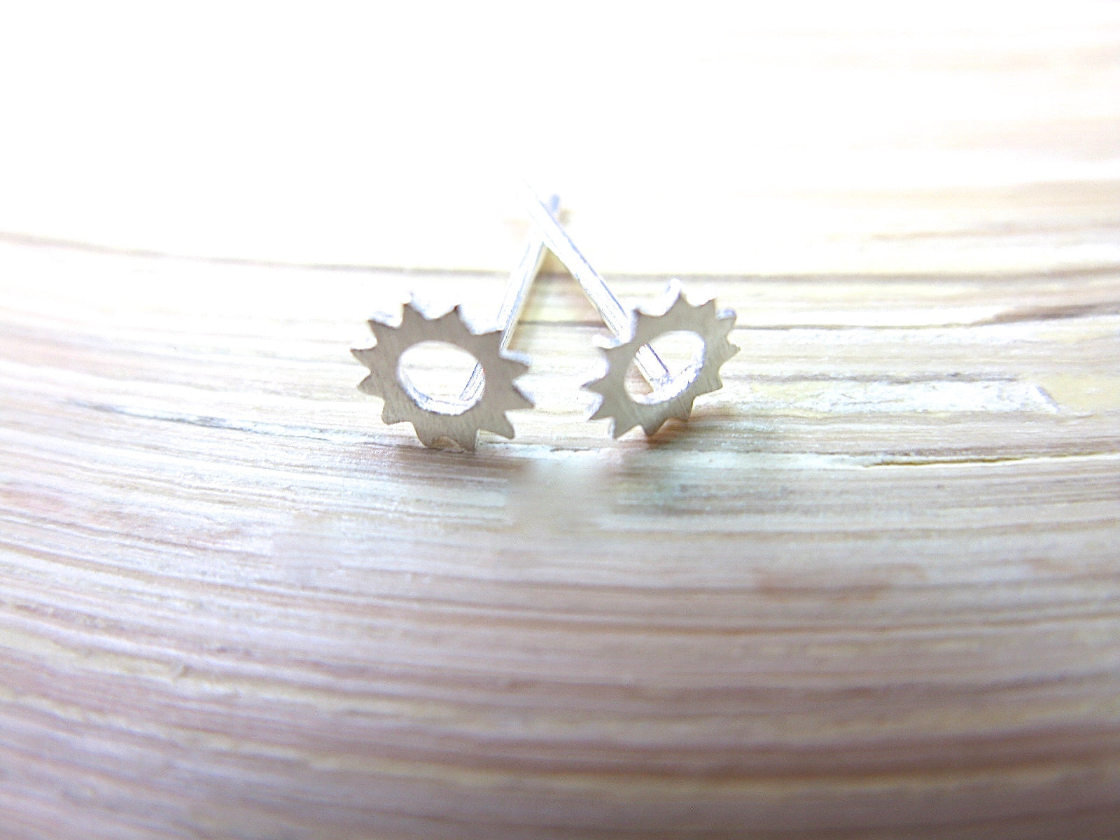 Tiny Sun Minimalist 925 Sterling Silver Stud Earrings