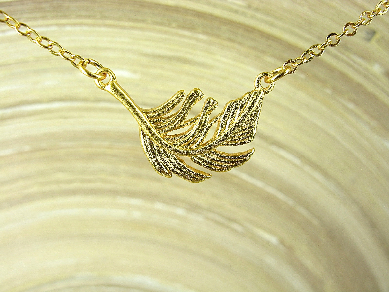 Leaf Gold Plated 925 Sterling Silver Vermeil Chain Necklace Necklace Faith Owl - Faith Owl