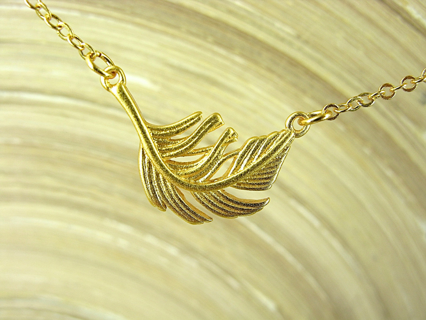 Leaf Gold Plated 925 Sterling Silver Vermeil Chain Necklace Necklace Faith Owl - Faith Owl