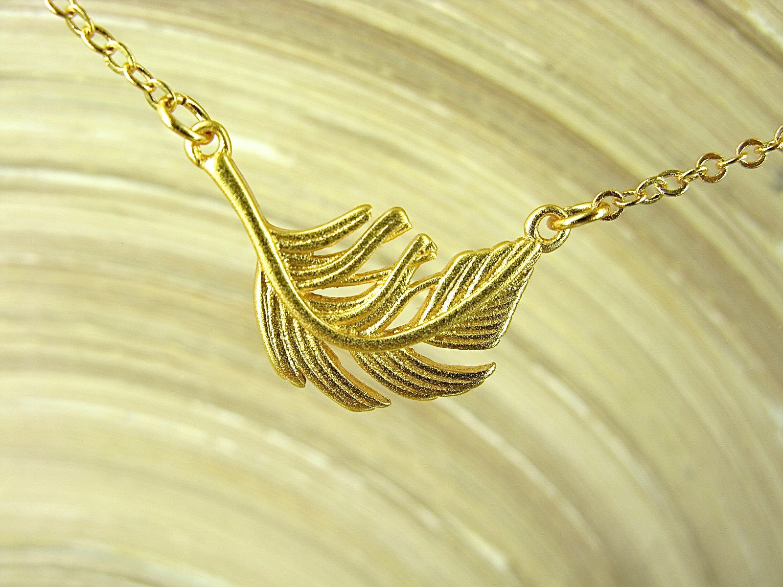 Leaf Gold Plated 925 Sterling Silver Vermeil Chain Necklace Necklace Faith Owl - Faith Owl