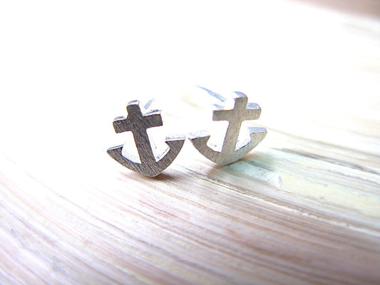 Anchor Sea Ship Sterling Silver Earrings Stud Stud - Faith Owl