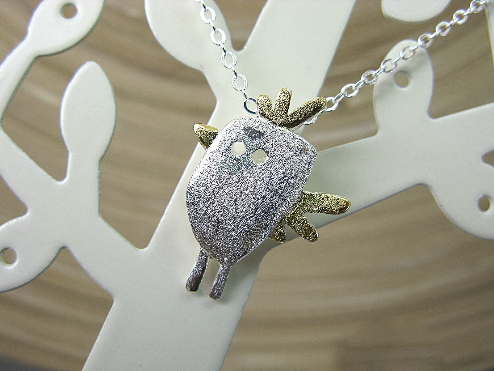 Bird Two Tone Bird Chicken 925 Sterling Silver Chain Necklace Necklace - Faith Owl