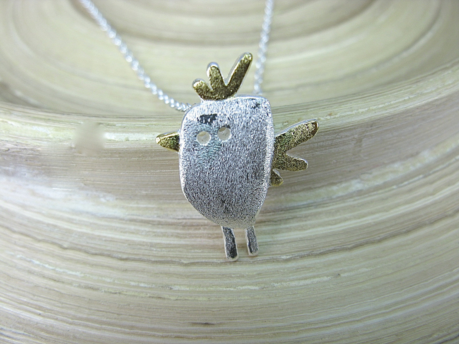 Bird Two Tone Bird Chicken 925 Sterling Silver Chain Necklace Necklace - Faith Owl