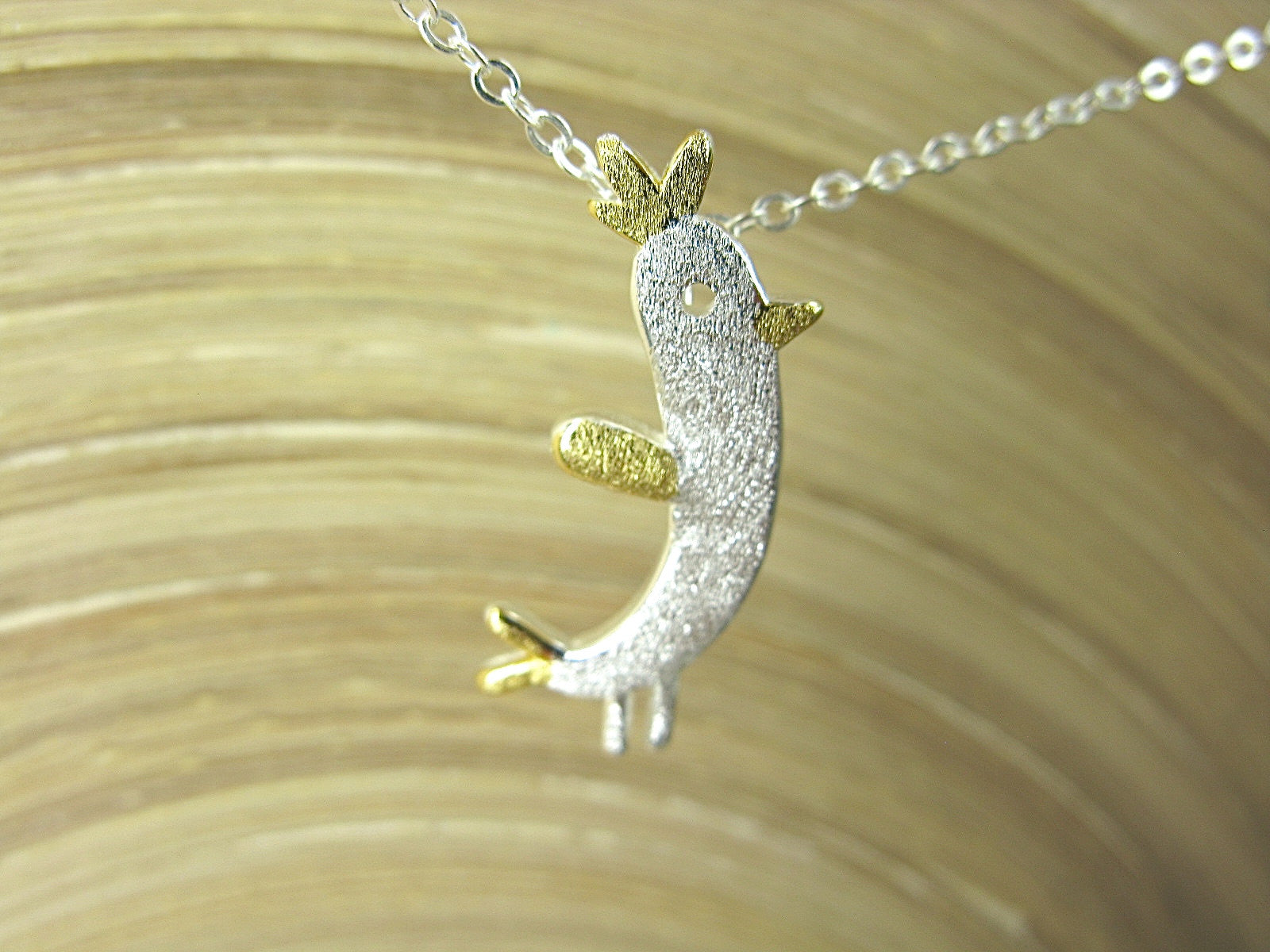 Bird Two Tone Matt Look Chicken 925 Sterling Silver Chain Necklace Necklace - Faith Owl