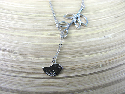 Leaf & Bird 925 Sterling Silver Chian Necklace Necklace Faith Owl - Faith Owl