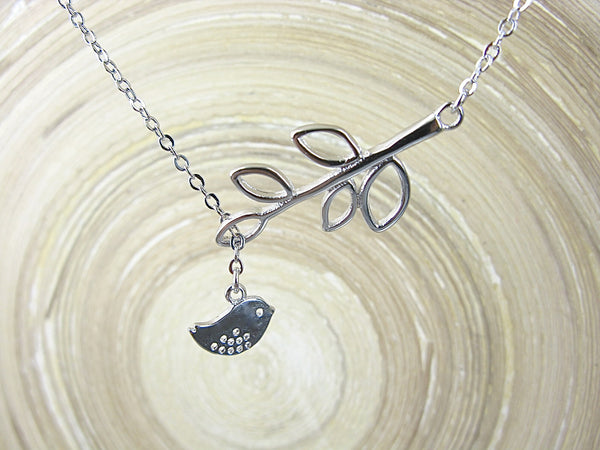 Leaf & Bird 925 Sterling Silver Chian Necklace Necklace Faith Owl - Faith Owl