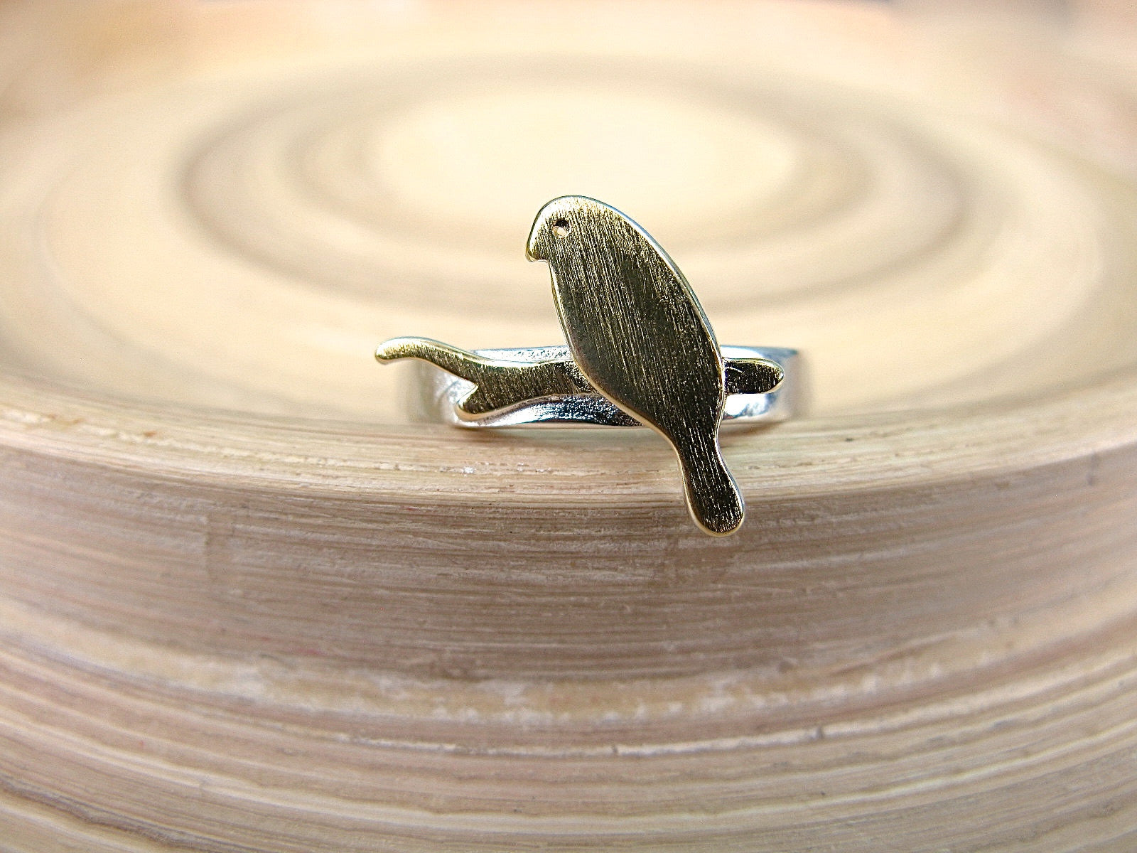 Bird Two Tone Gold Plated 925 Silver Ring Ring - Faith Owl