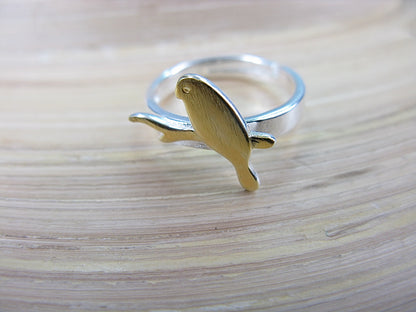 Bird Two Tone Gold Plated 925 Silver Ring Ring - Faith Owl