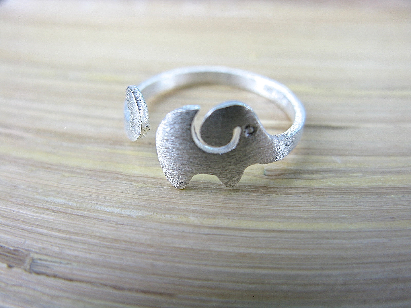 Elephant Matt Look 925 Sterling Silver Elephant Ring Ring - Faith Owl