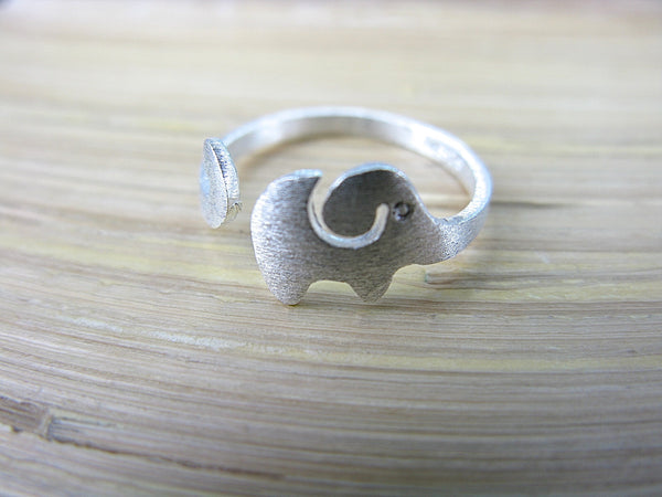 Elephant Matt Look 925 Sterling Silver Elephant Ring Ring - Faith Owl