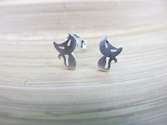 Cat Matt Look 925 Sterling Silver Stud Earrings Stud - Faith Owl