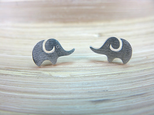 Elephant Matt Look 925 Sterling Silver Stud Earrings Stud - Faith Owl