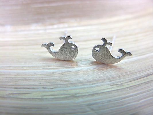 Whale Matt Look 925 Sterling Silver Stud Earrings Stud Faith Owl - Faith Owl