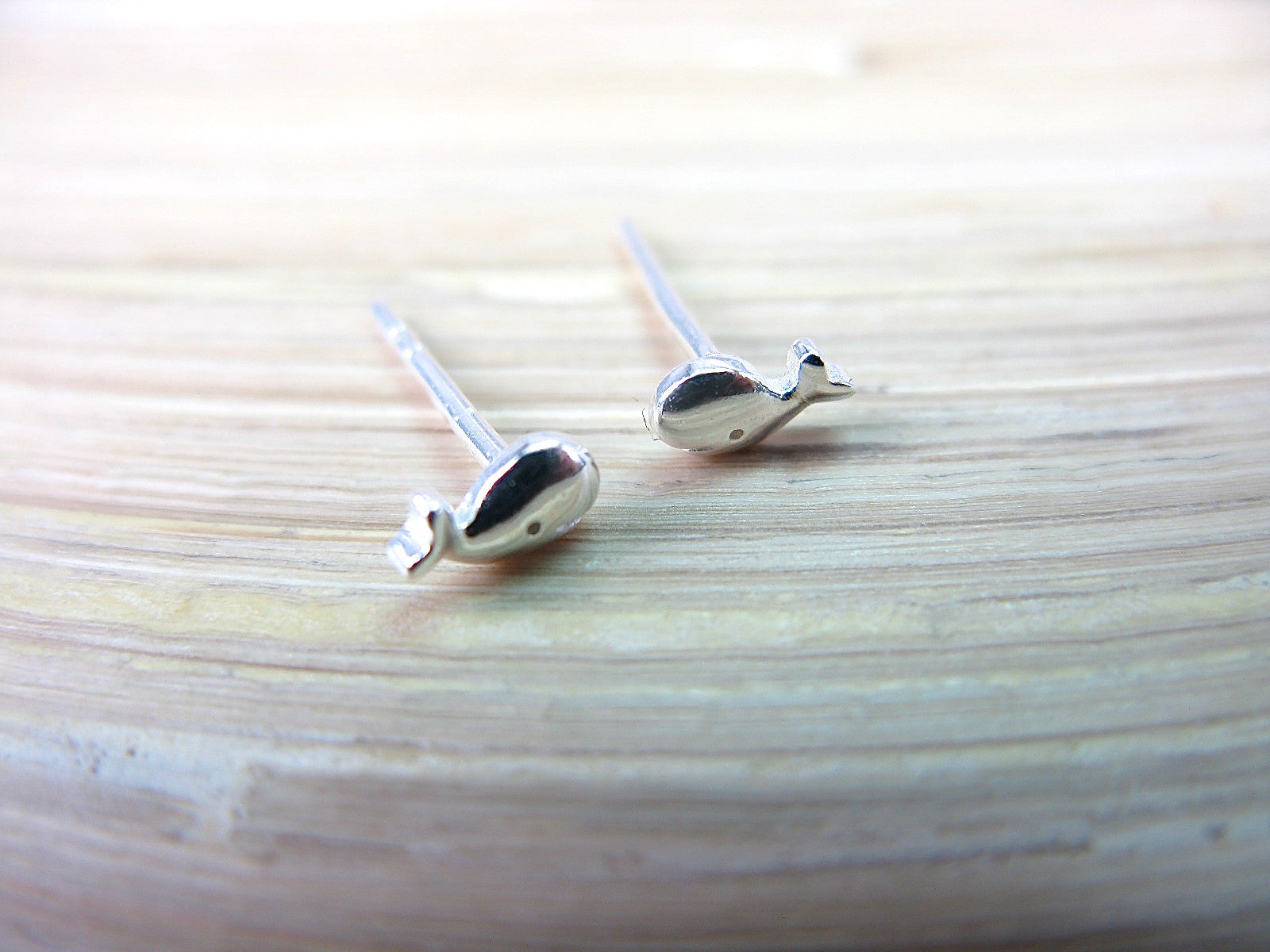 Tiny Whale 925 Sterling Silver Stud Earrings Stud Faith Owl - Faith Owl