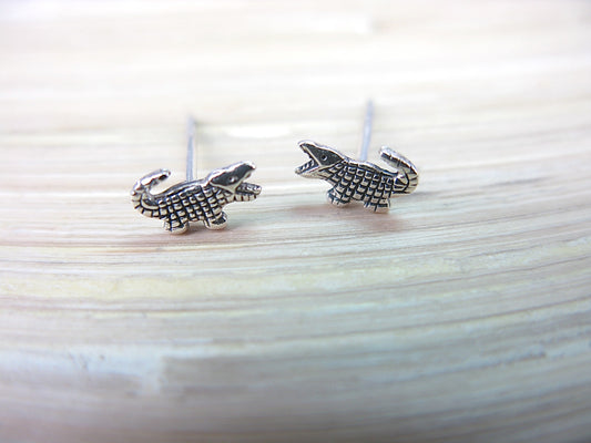 Crocodile 925 Sterling Silver Stud Earrings Stud - Faith Owl