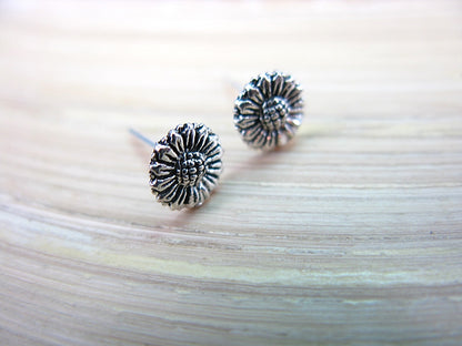 Sunflower Oxidized 925 Sterling Silver Stud Earrings