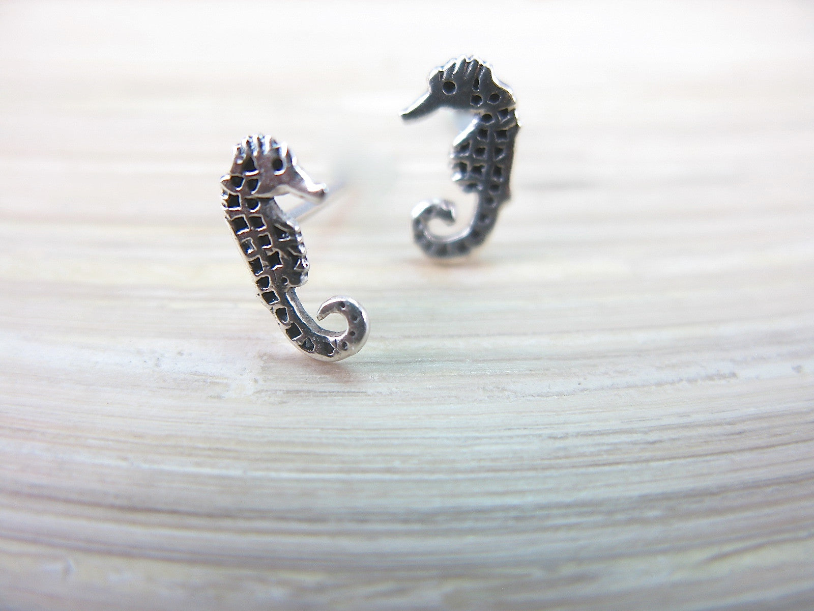 Seahorse Oxidized 925 Sterling Silver Stud Earrings Stud Faith Owl - Faith Owl