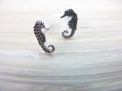 Seahorse Oxidized 925 Sterling Silver Stud Earrings Stud Faith Owl - Faith Owl