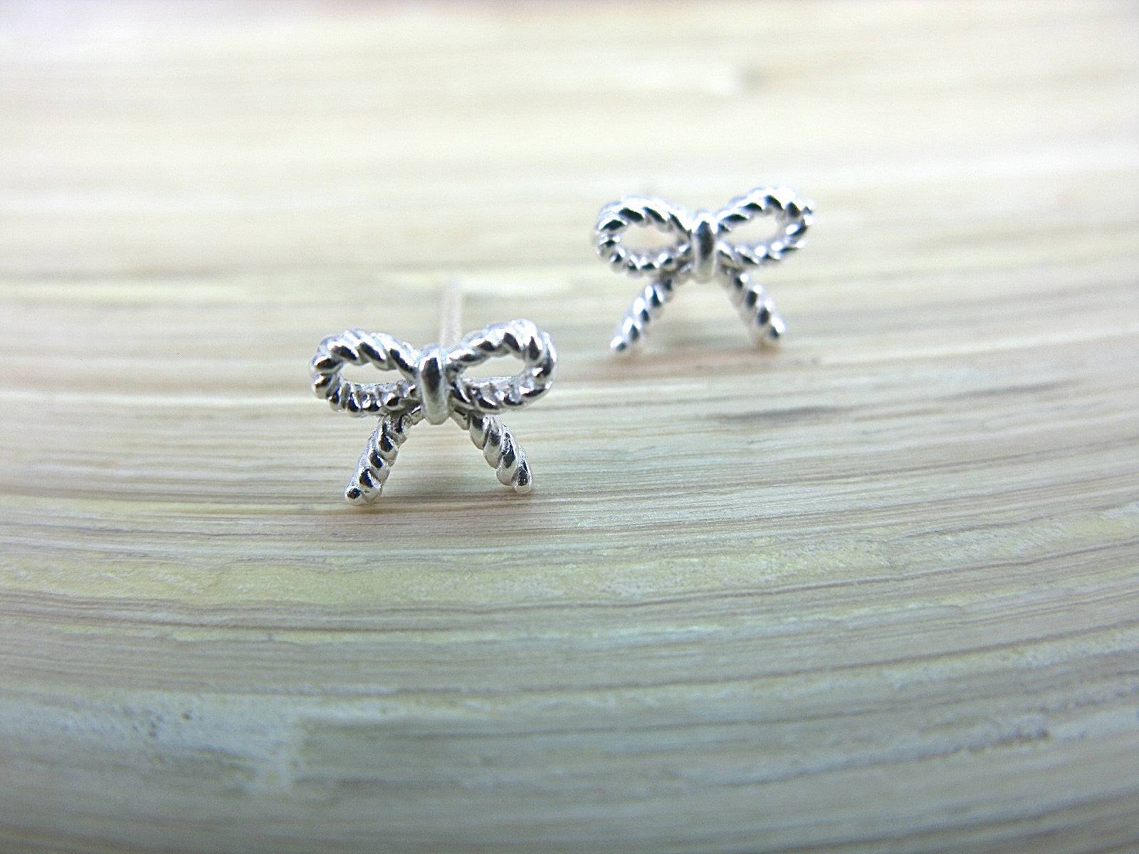 Bow Twisted Ribbon 925 Sterling Silver Stud Earring Stud - Faith Owl