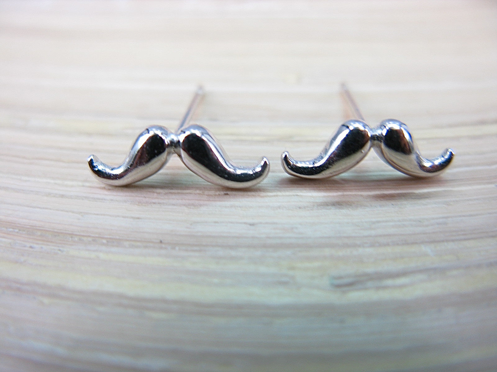 Moustache 925 Sterling Silver Stud Earrings Stud Faith Owl - Faith Owl