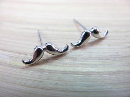 Mustache Stud Earrings in 925 Sterling Silver