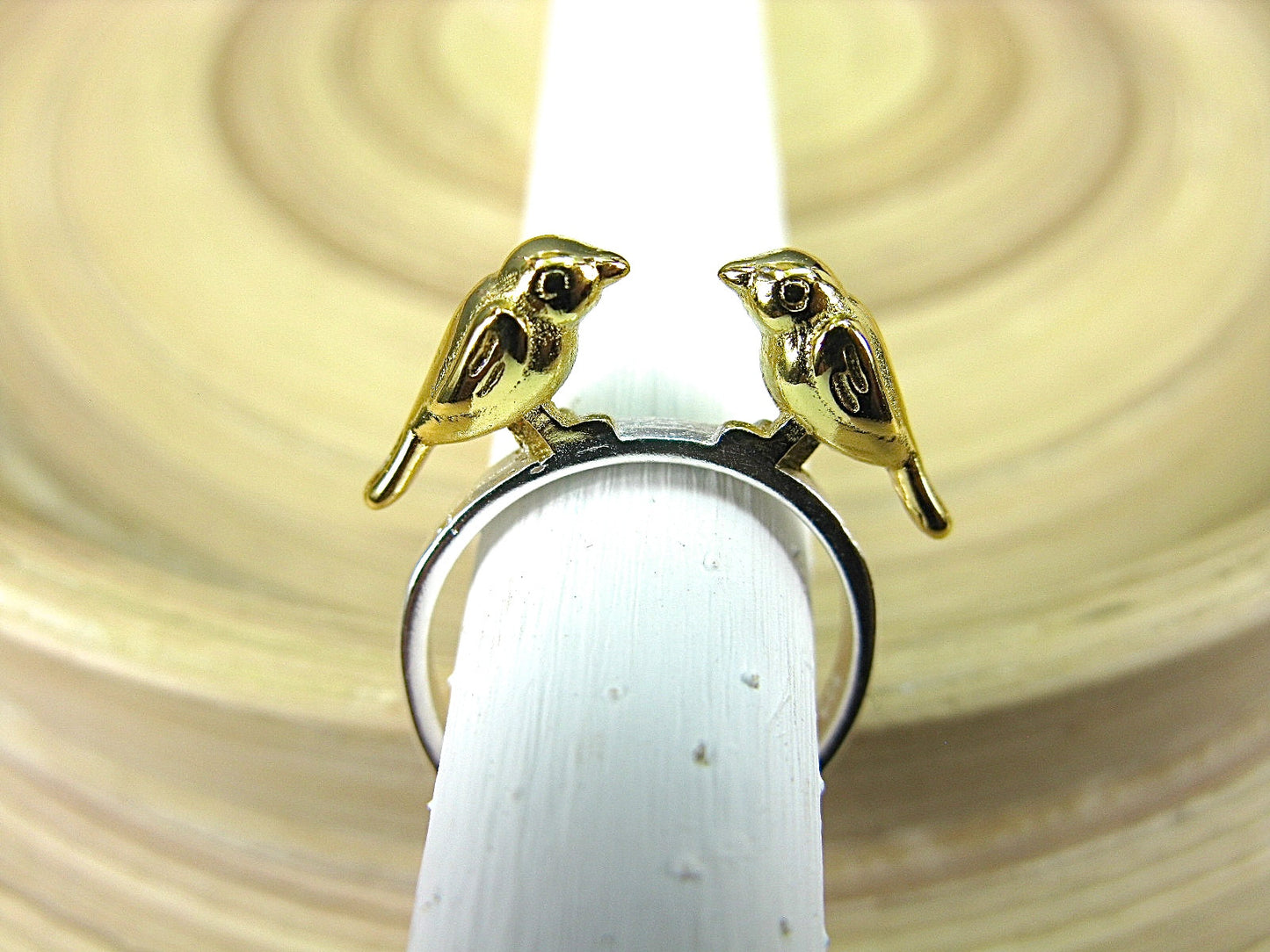 BIrd Two Tone Gold Plated 925 Sterling Silver Ring Ring - Faith Owl