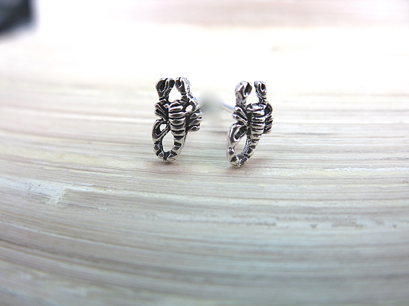 Scorpion Oxidized 925 Sterling Silver Stud Earrings